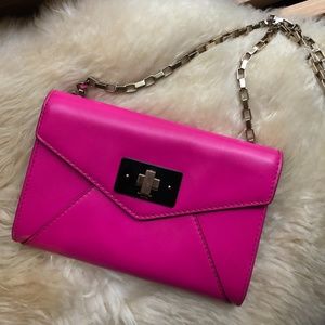 Kate Spade hot pink crossbody bag with gold chain